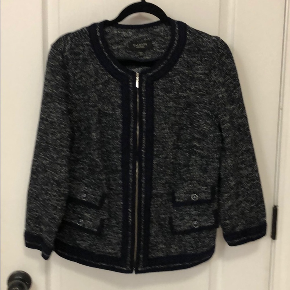 Talbots 16wp zip up navy blazer jacket